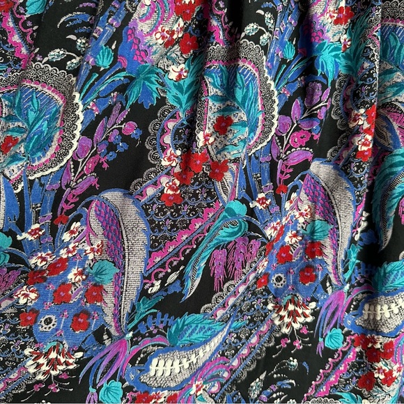 VTG 80s Retro Purple Velour Velvet Puff Sleeve Floral Paisley Cottagecore Dress - Picture 4 of 10